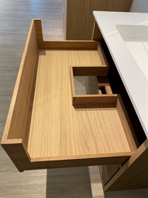 180 cm Naturolieret Just Wood badmøbel med 6 skuffer og Solid Surface bordplade