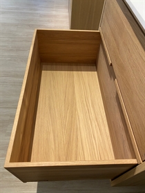 180 cm Naturolieret Just Wood badmøbel med 6 skuffer og Solid Surface bordplade