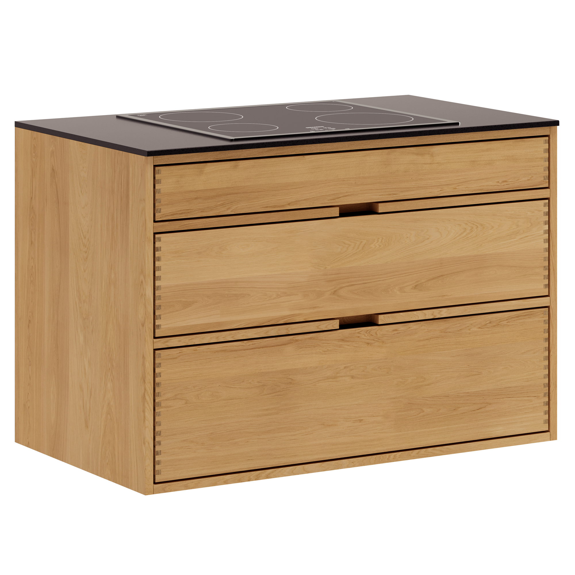 100 cm Lysolieret Just Wood Underskab 60 cm i dybden, forberedt til kogeplade