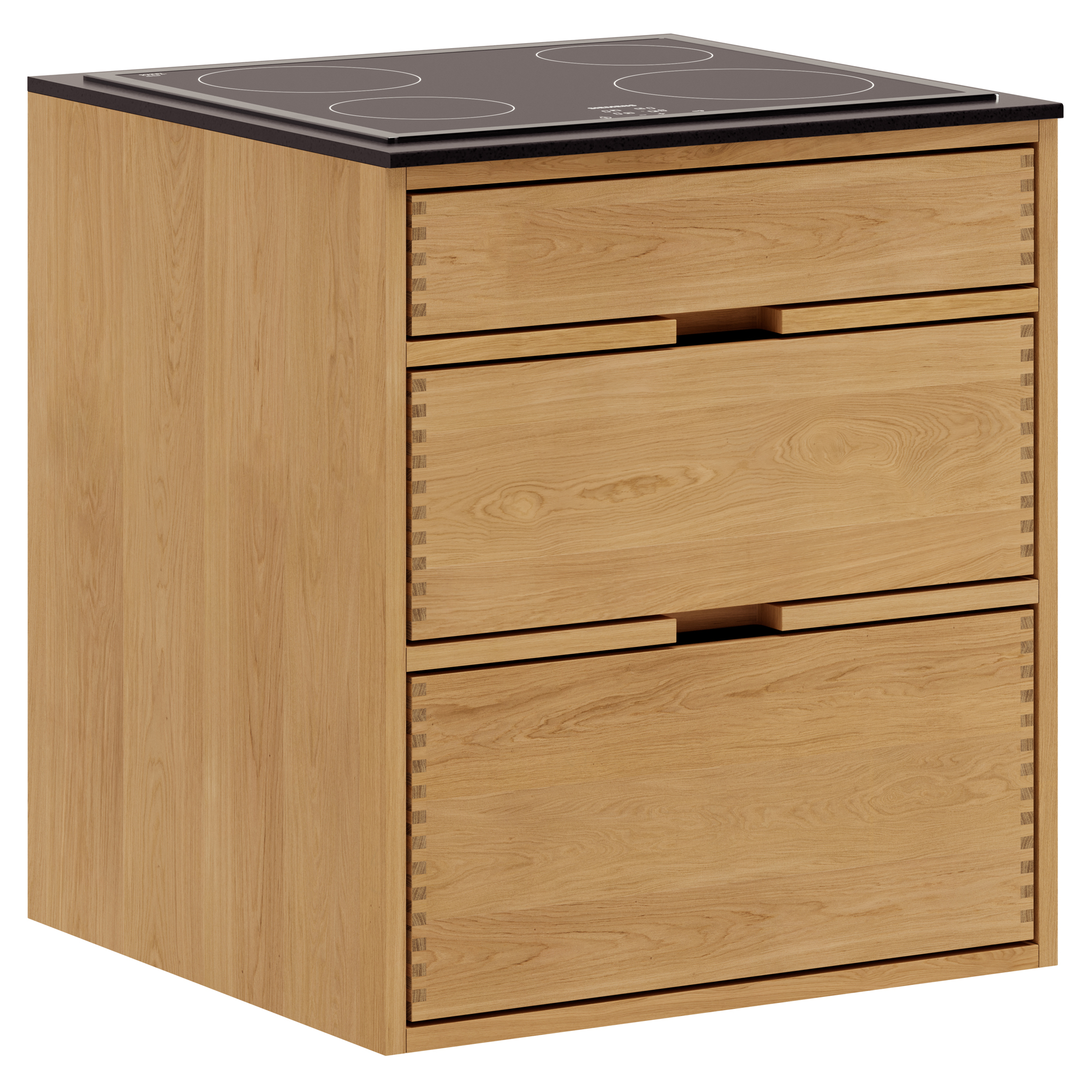 60 cm Lysolieret Just Wood Underskab 60 cm i dybden, forberedt til kogeplade