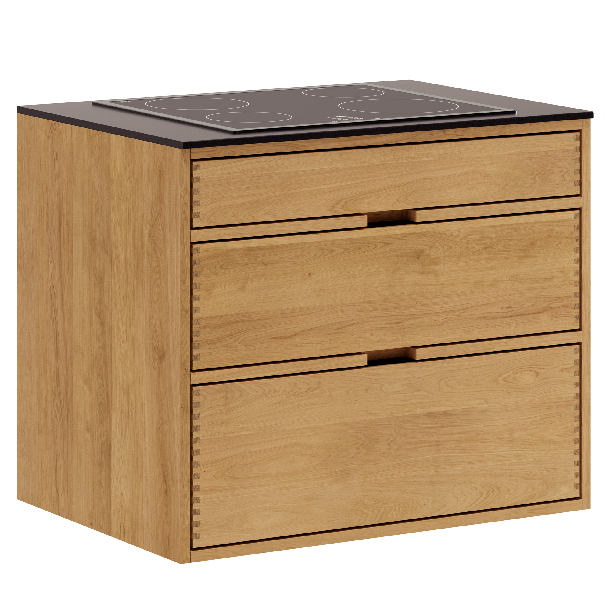 80 cm Lysolieret Just Wood Underskab 60 cm i dybden, forberedt til kogeplade