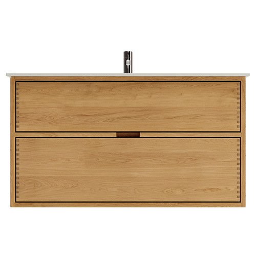 100 cm Naturolieret Just Wood badmøbel med 2 skuffer og Solid Surface bordplade