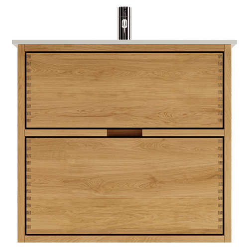 60 cm Naturolieret Just Wood badmøbel med 2 skuffer og Solid Surface bordplade