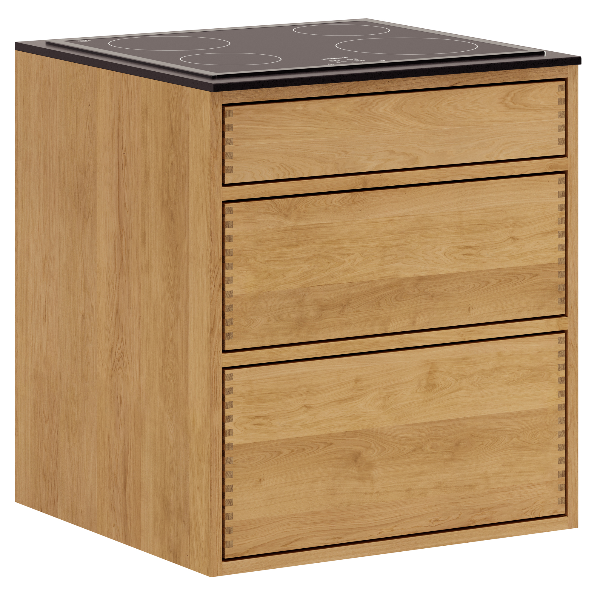 60 cm Lysolieret Just Wood Underskab Push 60 cm i dybden, forberedt til kogeplade