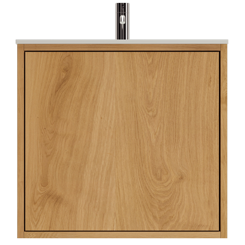 60 cm Naturolieret Just Wood Slim badmøbel med 1 låge og Solid Surface bordplade