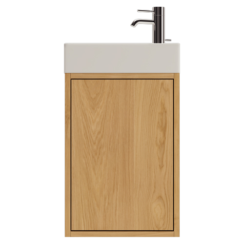 39,4 cm Naturolieret Just Wood Mikro badmøbel med 1 låge og Strassbourg bordplade