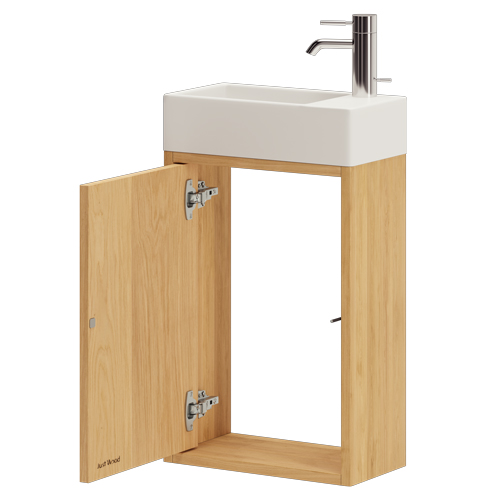 39,4 cm Naturolieret Just Wood Mikro badmøbel med 1 låge og Strassbourg bordplade