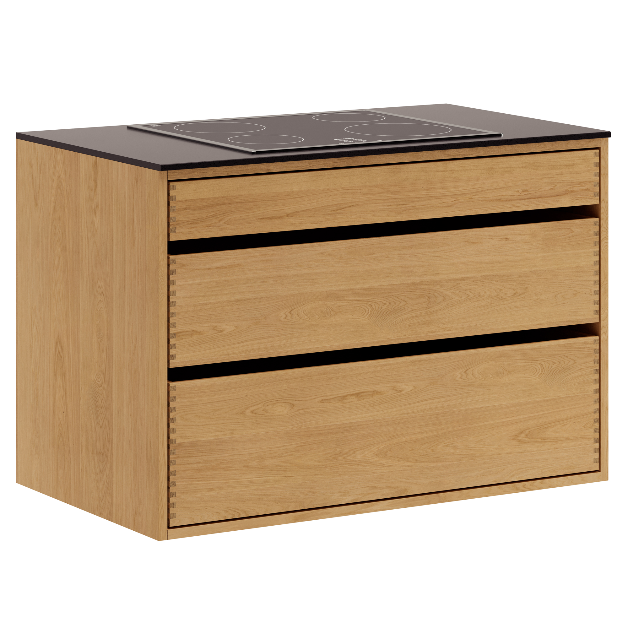 100 cm Lysolieret Just Wood Original Underskab 60 cm i dybden, forberedt til kogeplade