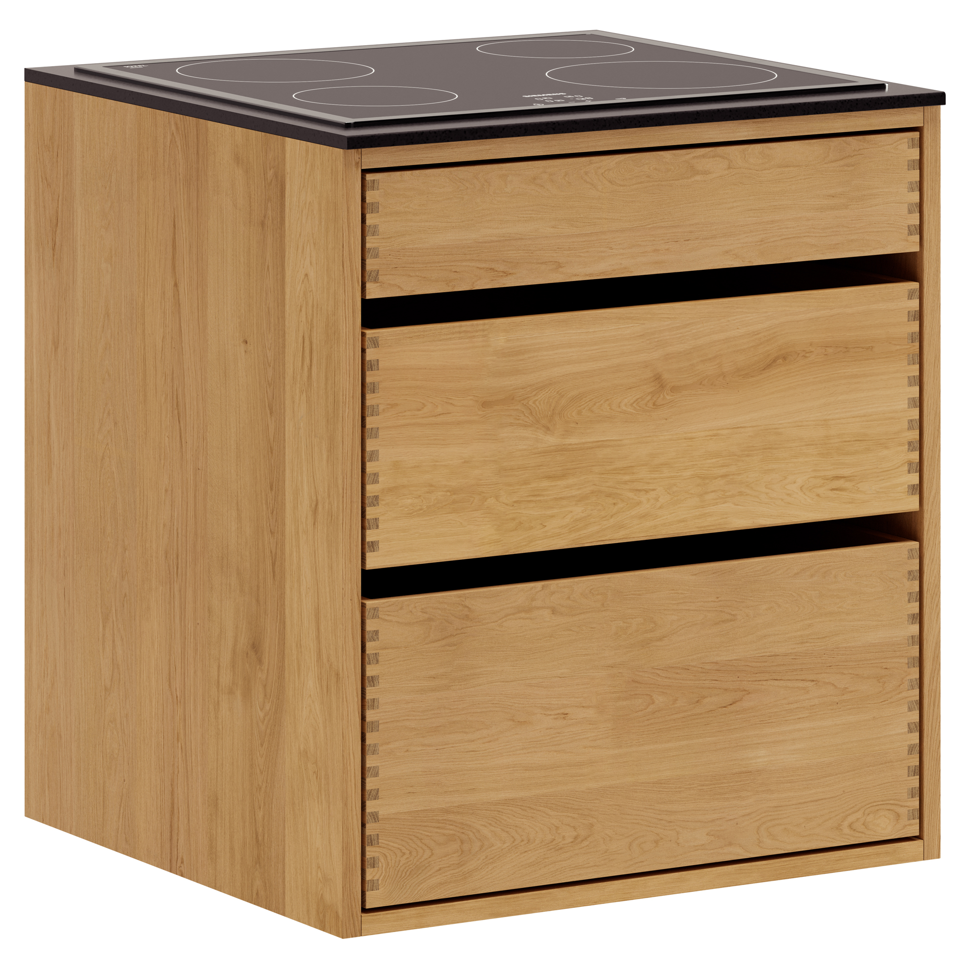 60 cm Lysolieret Just Wood Underskab Original 60 cm i dybden, forberedt til kogeplade