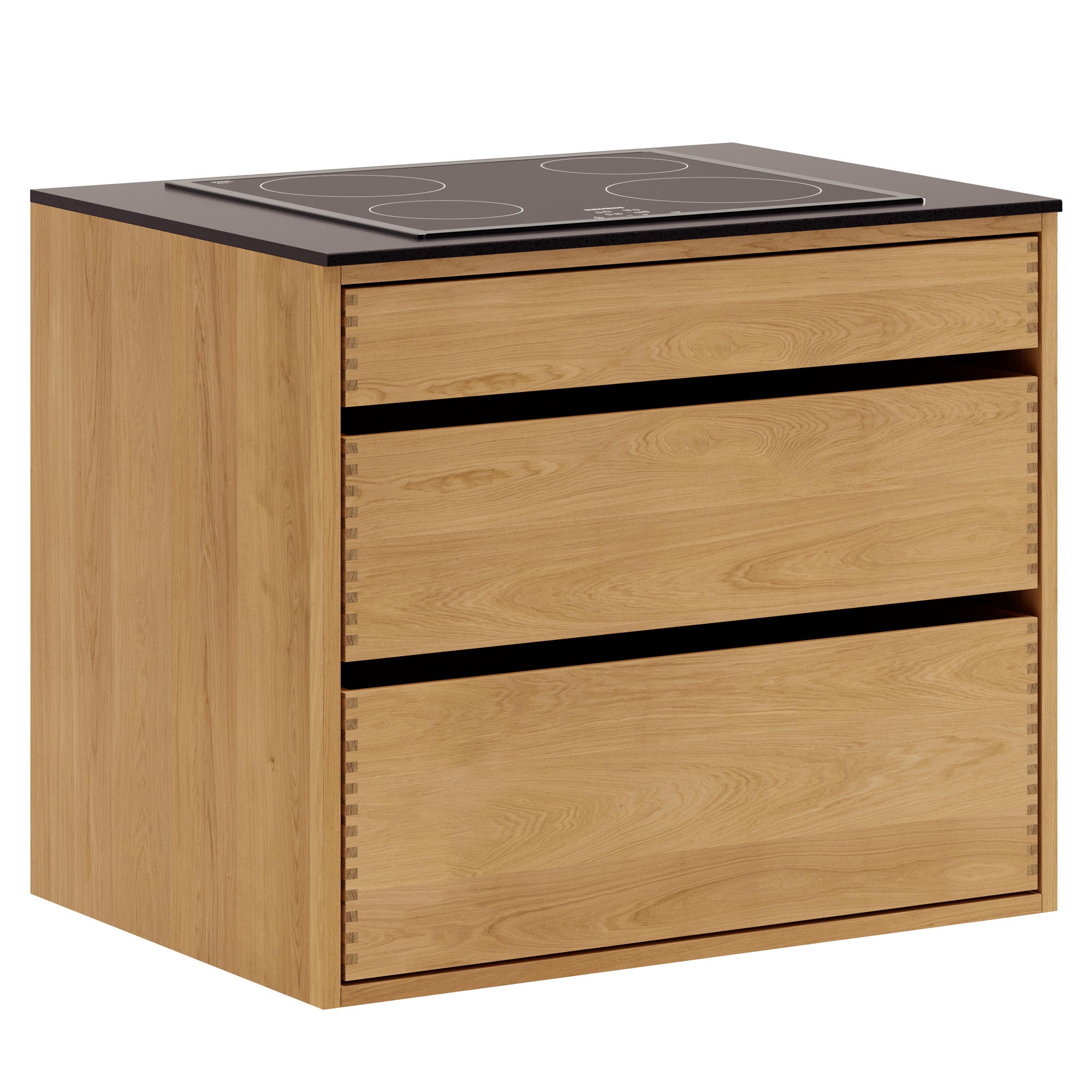 80 cm Lysolieret Just Wood Original Underskab 60 cm i dybden, forberedt til kogeplade